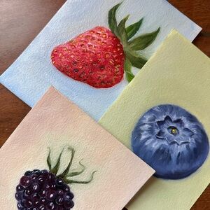 Original oil paintings– Strawberry, Blueberry, Blackberry
